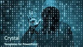  Presentation with data security - Amazing slide deck having young hacker in data security backdrop and a ocean colored foreground