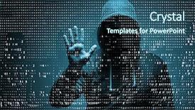 Presentation with hacker - Presentation theme consisting of young hacker in data security background and a ocean colored foreground