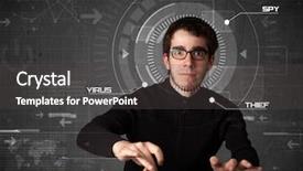  Presentation with hacking - Slide set with young hacker in futuristic enviroment background and a dark gray colored foreground