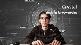  Presentation with hacking - Slides enhanced with young hacker in futuristic enviroment background and a dark gray colored foreground