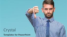  Presentation with negative - PPT theme featuring young-hadsome-man-texting-sending background and a light blue colored foreground