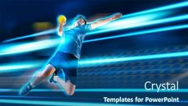  Presentation with handball sport - Slide deck enhanced with young-handball-player-in-action background and a ocean colored foreground