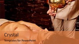  Presentation with ayurveda - Beautiful PPT theme featuring young handome man having ayurveda backdrop and a gold colored foreground