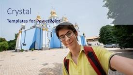  Presentation with old young - Presentation theme with young-handsome-15-years-old and a sky blue colored foreground