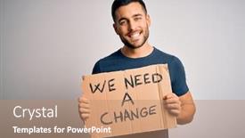  Presentation with teeth - Slide deck enhanced with young-handsome-activist-man-protesting background and a coral colored foreground
