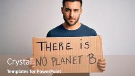  Presentation with envvironmental activist - Slide deck consisting of young-handsome-activist-man-protesting background and a coral colored foreground