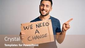  Presentation with envvironmental activist - Slide deck having young-handsome-activist-man-protesting background and a coral colored foreground