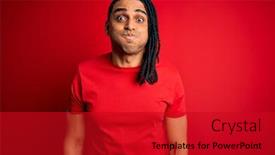  Presentation with afro - Amazing PPT theme having young-handsome-african-american-afro backdrop and a crimson colored foreground