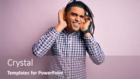  Presentation with deaf - Presentation enhanced with young-handsome-african-american-afro background and a gray colored foreground