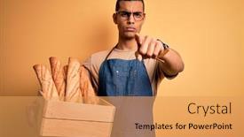  Presentation with bakery - Slides enhanced with young-handsome-african-american-bakery background and a yellow colored foreground