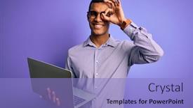  Presentation with purple business - Presentation consisting of young-handsome-african-american-business background and a light blue colored foreground