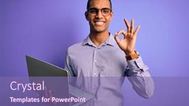  Presentation with african american business - Slide set enhanced with young-handsome-african-american-business background and a violet colored foreground