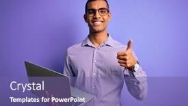  Presentation with african american business - Colorful slide deck enhanced with young-handsome-african-american-business backdrop and a violet colored foreground