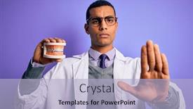  Presentation with african american dental - PPT theme with young-handsome-african-american-dentist background and a light blue colored foreground