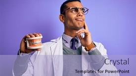  Presentation with african american dental - Audience pleasing presentation theme consisting of young-handsome-african-american-dentist backdrop and a light blue colored foreground