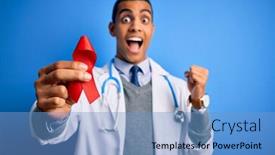  Presentation with red ribbon hiv - Slides consisting of young-handsome-african-american-doctor background and a teal colored foreground