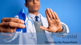  Presentation with blue ribbon symbol - Amazing presentation theme having young-handsome-african-american-doctor backdrop and a teal colored foreground