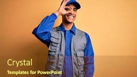  Presentation with handyman - Audience pleasing presentation theme consisting of young-handsome-african-american-handyman backdrop and a tawny brown colored foreground