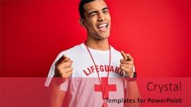  Presentation with american energy - Beautiful slides featuring young-handsome-african-american-lifeguard backdrop and a red colored foreground