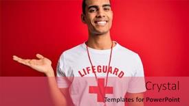  Presentation with african american - Slides having young-handsome-african-american-lifeguard background and a red colored foreground