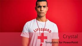  Presentation with lifeguard - PPT theme enhanced with young-handsome-african-american-lifeguard background and a red colored foreground
