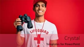  Presentation with lifeguard - Beautiful presentation theme featuring young-handsome-african-american-lifeguard backdrop and a red colored foreground