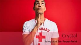  Presentation with whistle - Amazing presentation design having young-handsome-african-american-lifeguard backdrop and a red colored foreground