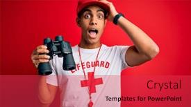  Presentation with whistle - Slide set having young-handsome-african-american-lifeguard background and a red colored foreground