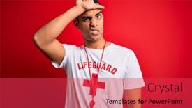  Presentation with lifeguard - Presentation theme with young-handsome-african-american-lifeguard background and a red colored foreground
