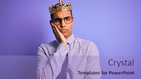  Presentation with king crown - Amazing PPT theme having young-handsome-african-american-man backdrop and a light blue colored foreground