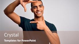  Presentation with african american couples in the mountains - Slide set with young-handsome-african-american-man background and a coral colored foreground