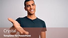  Presentation with hand palm - PPT theme enhanced with young-handsome-african-american-man background and a red colored foreground