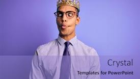  Presentation with king crown - Theme enhanced with young-handsome-african-american-man background and a light blue colored foreground