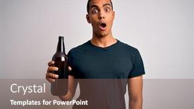  Presentation with beer bottle - PPT layouts with young-handsome-african-american-man background and a violet colored foreground