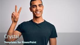  Presentation with ophthalmology african american models - Amazing slide deck having young-handsome-african-american-man backdrop and a navy blue colored foreground