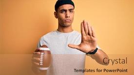  Presentation with rugby - Theme enhanced with young-handsome-african-american-man background and a coral colored foreground