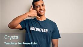  Presentation with telephone - Audience pleasing slide set consisting of young-handsome-african-american-man backdrop and a ocean colored foreground