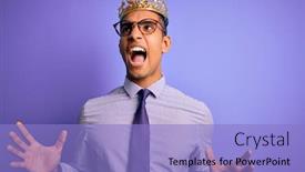  Presentation with king crown - PPT theme having young-handsome-african-american-man background and a light blue colored foreground