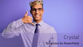  Presentation with king crown - Slide deck featuring young-handsome-african-american-man background and a light blue colored foreground