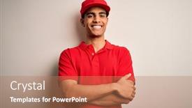  Presentation with polo - PPT theme featuring young-handsome-african-american-man background and a coral colored foreground