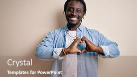  Presentation with american heart - Amazing PPT theme having young-handsome-african-american-man backdrop and a coral colored foreground
