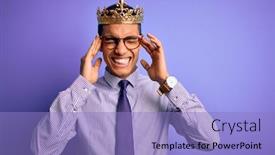  Presentation with king crown - Colorful presentation theme enhanced with young-handsome-african-american-man backdrop and a light blue colored foreground