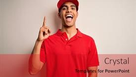  Presentation with polo - Cool new PPT theme with young-handsome-african-american-man backdrop and a crimson colored foreground