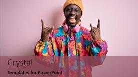 Presentation with colorful music - Colorful presentation enhanced with young-handsome-african-american-man backdrop and a violet colored foreground