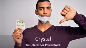  Presentation with medical face mask - Audience pleasing presentation design consisting of young-handsome-african-american-man backdrop and a wine colored foreground