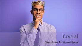  Presentation with king crown - Amazing presentation theme having young-handsome-african-american-man backdrop and a light blue colored foreground
