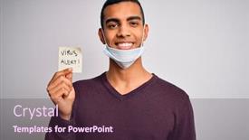  Presentation with medical face mask - Presentation theme consisting of young-handsome-african-american-man background and a tawny brown colored foreground