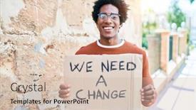  Presentation with change - Beautiful presentation design featuring young-handsome-african-american-man backdrop and a soft green colored foreground