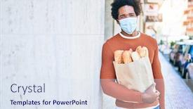  Presentation with wall street - Colorful presentation enhanced with young-handsome-african-american-man backdrop and a sky blue colored foreground