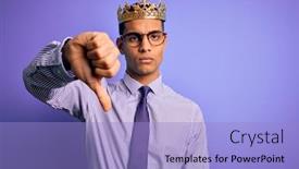  Presentation with king crown - PPT layouts enhanced with young-handsome-african-american-man background and a light blue colored foreground